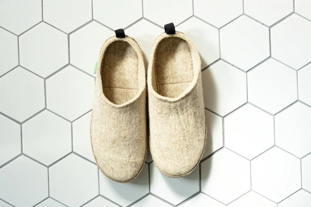 Kyrgies Woolen Slides House Shoe Oatmeal Unisex Men's Women's