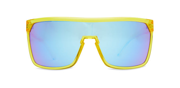 Dot - Dash Sunglasses SHOEY Yellow Satin/ Blue Chrome